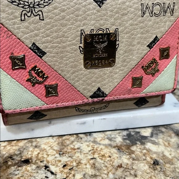 MCM Tri-Color Wallet in Pink, Cream, and Tan - Picture 3 of 12